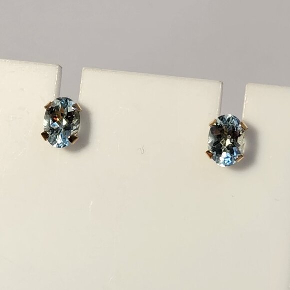 VTG NIB 14k Gold 1.35cts NATURAL Madagascar Aquamarine Stud Earrings - Not Topaz - Picture 11 of 16